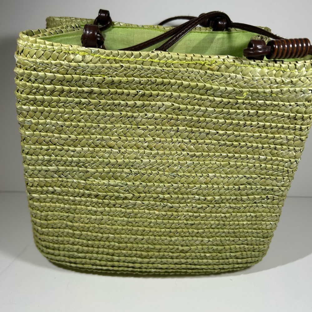 Authentic StJohnsBay Straw lime color purse